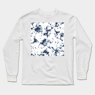 Navy blue and white Storm - Tie-Dye Shibori Texture Long Sleeve T-Shirt